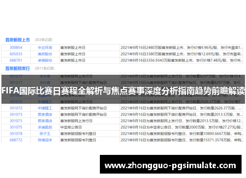 FIFA国际比赛日赛程全解析与焦点赛事深度分析指南趋势前瞻解读 FIFA国际比赛日赛程全解析与焦点赛事深度分析指南趋势前瞻解读